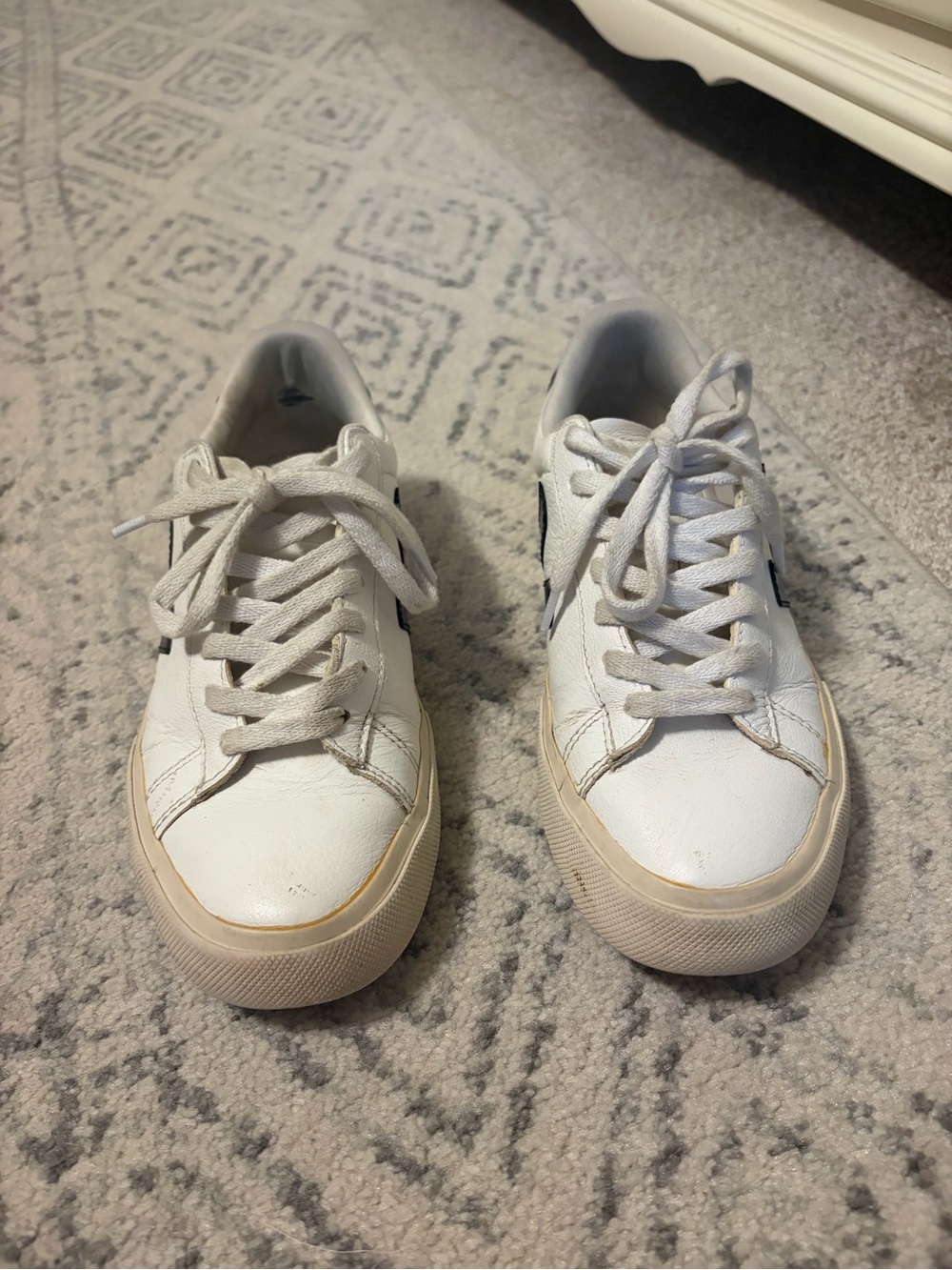 Veja Women’s White Sneakers with Black V Logo - Picture 5 of 6